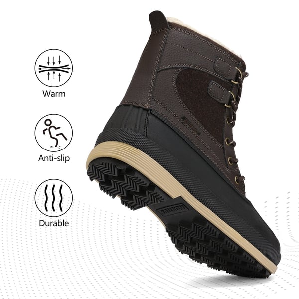 Men's Insulated Waterproof Snow Boots - DARK BROWN BLACK - 1